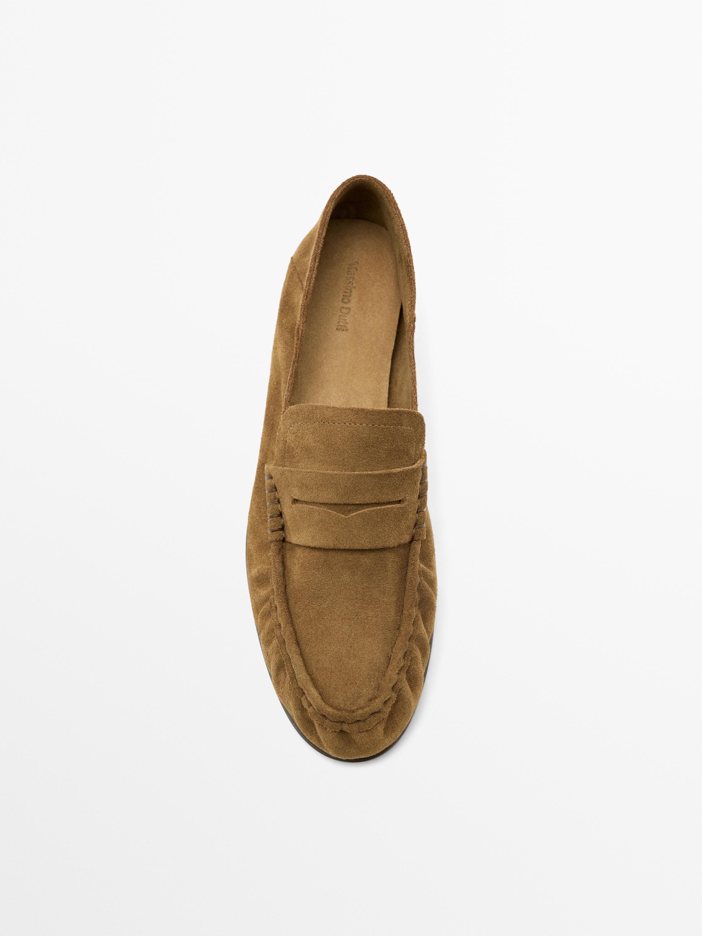 Soft split leather loafers